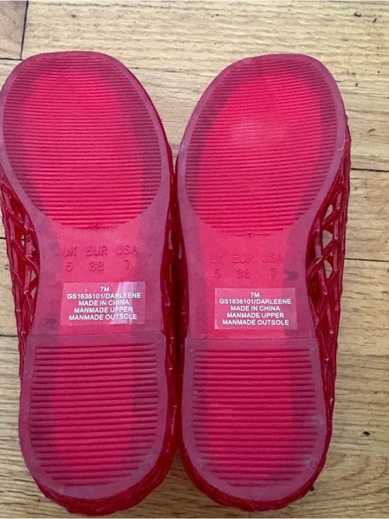 MIA Red Jelly Flats Woven Cage Slip On Square Toe Size 7 - Picture 4 of 5